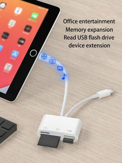 محول ثلاثي الاستخدام نوع C + محول سلك مزدوج للشبكة والفأرة والكيبورد ، محول متعدد الوظائف OTG ، السرعة العالية والكفاءة العالية