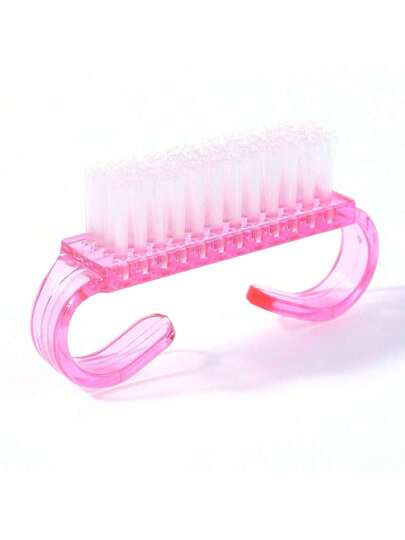 قطعة واحدة من فرشاة التنظيف الصغيرة لرموش الأظافر، ذات مقبض، لتنظيف الأظافر والتخلص من الأتربة، فرشاة اظافر عشوائية اللون لحمام القدم و البديكير، أدوات تنظيف الأظافر وإزالة الغبار من المواد البلاستيكية