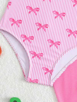 1 قطعة بدلة سباحة بتنورة ذات طبعة زهرية ملونة مقاس صغير للبنات