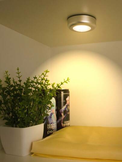 6/3/1 مصباح ضوء فضي بتقنية الدفع، إضاءة خزانة لاسلكية ب- 3 مصابيح LED، تصميم دائري بضغطة، لون أبيض أصفر، مناسب لإنارة المنزل، الممرات والحمامات والغرف والمطابخ والخزانات والسلالم والغرف الداخلية (البطارية غير مشمولة)