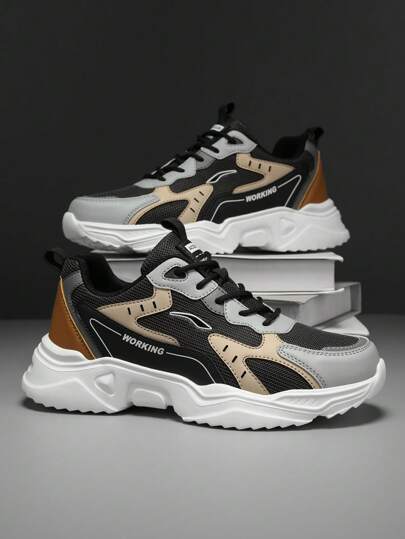 أحذية رياضية رجالية عصرية للتنزه، خفيفة الوزن وراحة القدم، مطبوع بنقوش الحروف، أحذية رياضية كاجوال مخصصة