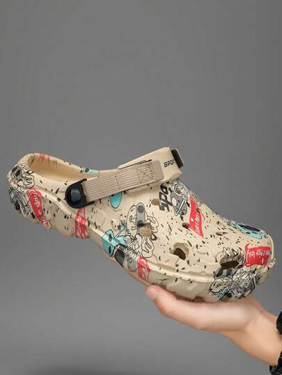 صندل كاجوال رجالي، أنيق وشبابي بطبعة تمويهية، مصنوع من مادة EVA مانعة للانزلاق وقابل للتنفس، مع حزام قابل للتعديل، مناسب للاستخدام الخارجي في الربيع والصيف والخريف