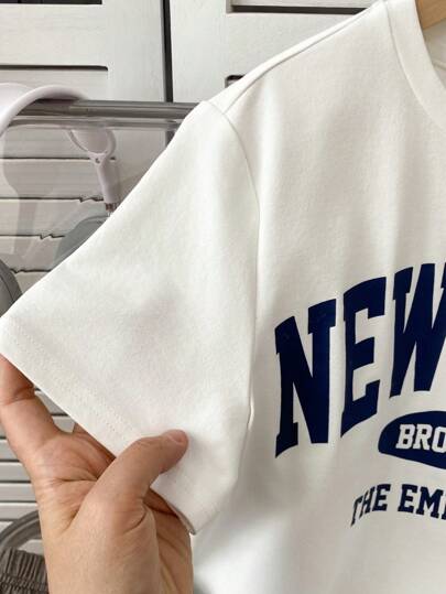 بيجاما طقم بيجامة صيفي كاجوال فضفاض مكون من قطعتين لكبار الشباب، قصيرالأكمام رقبة دائرية وشورت مع جيوب مربعة الرقعة