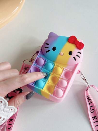 Sanrio حقيبة كروسبودي كرتونية لطيفة على شكل هالو كيتي للفتيات ، متعددة الاستخدامات للحياة اليومية ، قابلة للحمل والتخزين