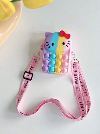 Sanrio حقيبة كروسبودي كرتونية لطيفة على شكل هالو كيتي للفتيات ، متعددة الاستخدامات للحياة اليومية ، قابلة للحمل والتخزين