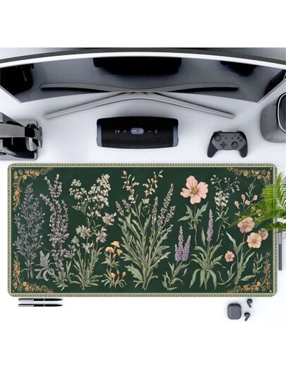 قاعدة فأرة بتصميم زهور بحجم 35.4 بوصة * 15.7 بوصة ذات قاعدة مطاطية وحافة مخيطة، لا تنزلق لاستخدام الكمبيوتر بالمكتب أو المنزل كهدية لرجال ونساء وأصدقاء في عيد الميلاد والعودة للمدرسة