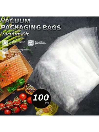 RAF 100 قطعة / 50 قطعة / 10 قطع أكياس تفريغ الهواء، أكياس تفريغ الطعام، أكياس تفريغ حفظ الأطعمة، أكياس تخزين محكمة الإغلاق بالتفريغ، أكياس تخزين بالتجميد والميكروويف، أدوات المطبخ المنزلية، وأكياس التفريغ المناسبة لماكينات التفريغ المختلفة
