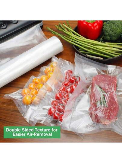 RAF 100 قطعة / 50 قطعة / 10 قطع أكياس تفريغ الهواء، أكياس تفريغ الطعام، أكياس تفريغ حفظ الأطعمة، أكياس تخزين محكمة الإغلاق بالتفريغ، أكياس تخزين بالتجميد والميكروويف، أدوات المطبخ المنزلية، وأكياس التفريغ المناسبة لماكينات التفريغ المختلفة