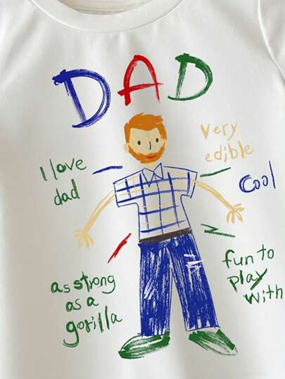 SHEIN ملابس علوية طفل ولد كاجوال بطبعات كرتونية بسيطة يد قصيرة الأكمام بياقة مستديرة، مناسبة للصيف