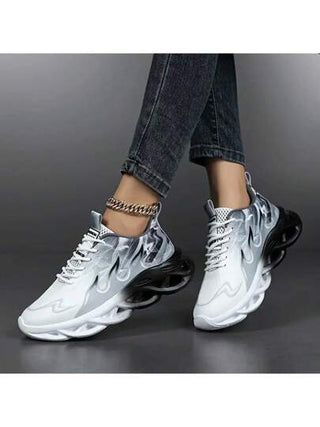 أحذية رياضية رياضية للنساء ذات تصميم متنوع وعصري مريح مع نقش اللهب , سهل الربط, وأسفل منسوج بالألوان الجراديينت، أحذية تريض وأنشطة غير رسمية