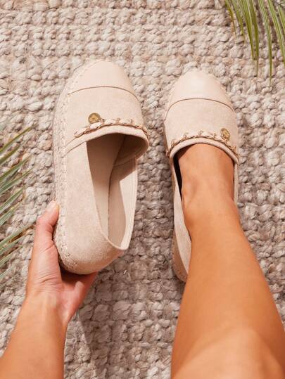 SHUZIA نسائية موضة كاجوال مريحة إسبادريل بأصابع مستديرة