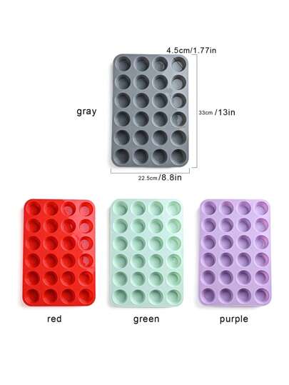 قالب سيليكون للخبز مكون من 24 تجويف، قالب كيك، صينية قوالب ثلج، قالب سيليكون دائري غير لاصق صغير لكعك وقوالب الثلج