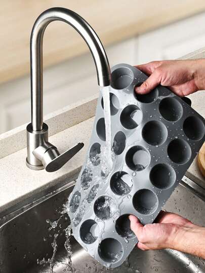 قالب سيليكون للخبز مكون من 24 تجويف، قالب كيك، صينية قوالب ثلج، قالب سيليكون دائري غير لاصق صغير لكعك وقوالب الثلج