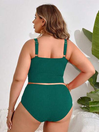 Swim Lushoire 2 قطعة من قمصان حمالات النساء بحجم كبير ذات لون واحد مناسبة للعطلات الرسمية، فوق البكيني