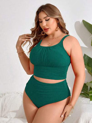 Swim Lushoire 2 قطعة من قمصان حمالات النساء بحجم كبير ذات لون واحد مناسبة للعطلات الرسمية، فوق البكيني