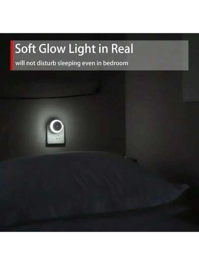 1 قطعة إضاءة ليلية تعمل بالتحسس من الظلام إلى الفجر، توفير للطاقة، مناسبة للحمام والغرفة والمطبخ والممر