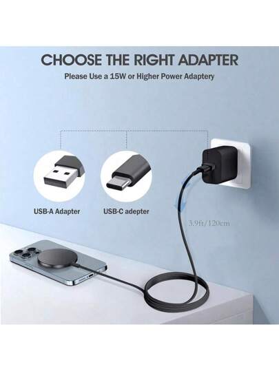 شاحن لاسلكي مغناطيسي متوافق مع هاتف آيفون 13 برو ماكس ويدعم الشحن المغناطيسي مقاس 16 إنش. متوافق مع آيفون 15 بلس و 14 و 13 و 12 و 11. إكسسوارات شحن للهاتف مناسبة للمكتب والسكن والمنزل