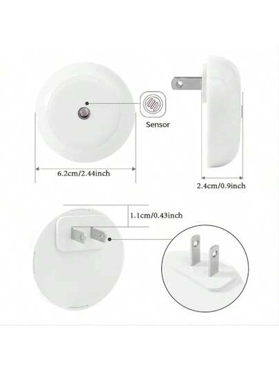 1 قطعة إضاءة ليلية تعمل بالتحسس من الظلام إلى الفجر، توفير للطاقة، مناسبة للحمام والغرفة والمطبخ والممر