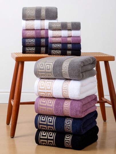 قطعة واحدة من منشفة الاستحمام القطنية الرفيعة، متعددة الألوان، بنقشة جاكار مبسطة، مستطيلة المقاس 70*140سم للبالغين من الجنسين، للسباحة والاستحمام والتغليف أو منشفة اليد 34*74سم أو منديل 34*34سم، سريعة التجفيف، ماصة، ناعمة، مناسبة للحمام والمطبخ...