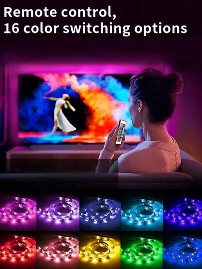 NBBUFF جهاز تحكم عن بعد 24 مفتاح , شريط إضاءة LED RGB بخلفية التلفزيون ذو منفذ USB 5 فولت، مناسب لغرفة الدراسة, أسفل المكتب، إضاءة ديكور للحاسوب والمراقبة وغرفة المعيشة والنوم، أضواء LED عالية الجودة, هدية عيد ميلاد أو تخرج (الموصى به 1 متر إلى 5 متر للتل