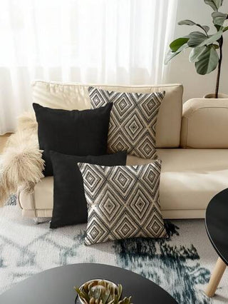 4 أغطية وسائد زخرفية، أغطية وسائد من الكتان بنمط هندسي، من قماش الكتان العتيق، بسوستة مخفية، قابلة للغسل، بنمط خطوط حديثة بسيطة، إغلاق بسوستة، أغطية وسائد زخرفية منزلية، أغطية وسائد أريكة/غرفة المعيشة/غرفة النوم، بدون وسادة داخلية'