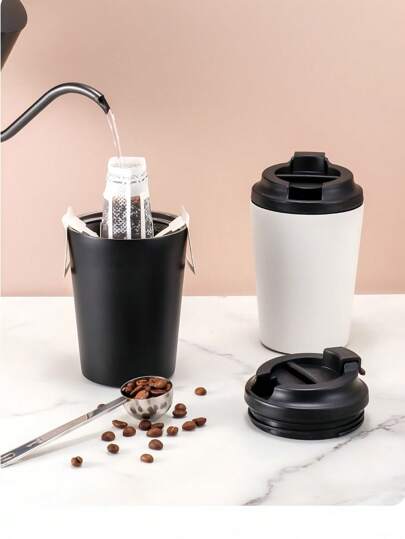 1 قطعة كوب معدني بألوان سادة ومدرج مقاوم للبرودة، كوب قهوة مزدوج الطبقة للمكتب وبيزنس، كوب سيارة محمول، أكواب قهوة عصرية بسيطة، هدايا عيد الميلاد للحبيبة، عيد الحب، عيد الأم، عيد الأب