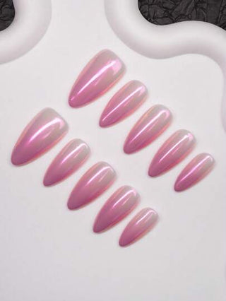 أظافر مصنوعة يدويًا على شكل اللوز بطراز Y2K baddie، أظافر ذات لونين وردي ونيود داكن مع نهاية لامعة وهولوغرامية، عبوة 10 قطع ، 3 أحجام مناسبة للحفلات والأعياد والاستخدام اليومي، تأتي مع طقم الأدوات، هدية رائعة للنساء والفتيات