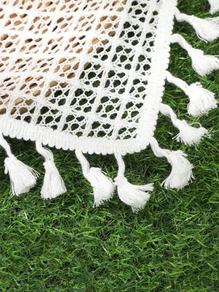 قطعة واحدة وشاح شاطئي منسوج سام أبيض مخرم قابل للربط لعطلة الشاطئ والمناسبات العادية، توربان للرأس