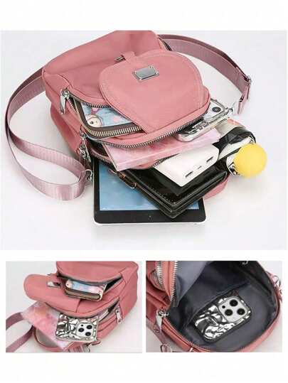 أحذية أوكسفورد حريمي حقيبة كتف نسائية من قماش أكسفورد ذات لون سادة ، حقيبة كاجوال مبطنة بالبوليستر مع إغلاق بسحاب ، إكسسوار متعدد الاستخدامات للاستخدام اليومي ، حقيبة مثالية للتنقل والدراسة ، سعة كبيرة