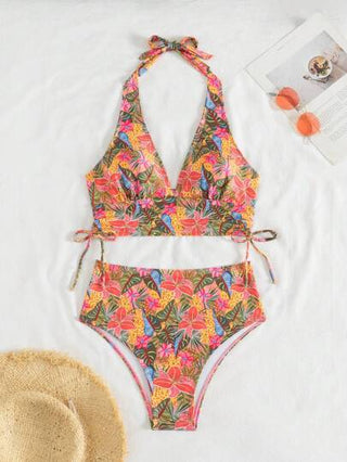 طقم تانكيني حريمي Swim Lushoire مجموعة بكيني جديدة للصيف 2 قطعة، ملابس علوية محصورة بحمالات رفيعة وسروال سباحة ذو قصة عالية، تصميم مثير ظهر عاري للشاطئ والعطلات
