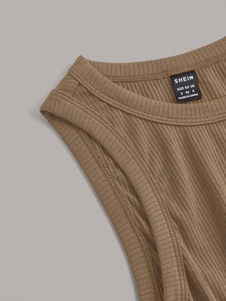 EZwear اللانس التابع ذو الألوان المتعددة للنساء، بخصر مضلع مخمد مصنوع من الصوف المحبوك، بدون أكمام، مناسب للصيف