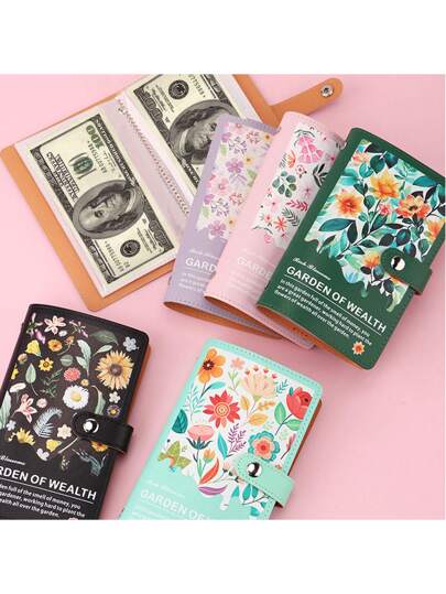 أثاث مكتبي دفتر تدوين الوفورات بحجم A6، الغطاء مطبوع عليه لوحة زيتية شخصية، لإدارة الأموال والادخار، مساحة لحفظ العملات والطوابع والفواتير، 100 دفتر تخزين نقدي كبير الحجم، لوازم مدرسية، عودة إلى المدرسة