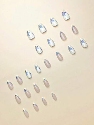 24 قطعة أظافر اصطناعية شكل اللوز بتصميم فرنسي بسيط ذات لون أصفر فاتح، مناسبة للبنات/النساء لاستخدام اليومي، إكسسوارات طقم أظافر الربيع