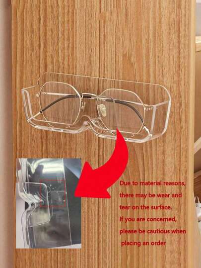 أثاث مكتبي حامل تخزين النظارات، ثابت على الحائط بدون ثقوب مضاد للضغط بجوار السرير لعرض النظارات الشمسية، منظم تخزين للحليات والسلع المتفرقة للغرفة والخزانة واللوحة التزيينية، رف حائطي لتنظيم النظارات الشمسية في الحمام (شفاف)