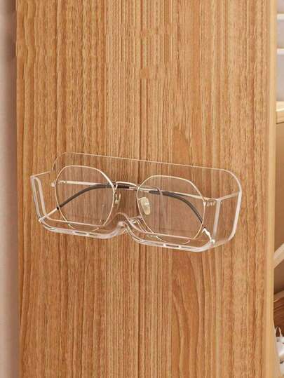 أثاث مكتبي حامل تخزين النظارات، ثابت على الحائط بدون ثقوب مضاد للضغط بجوار السرير لعرض النظارات الشمسية، منظم تخزين للحليات والسلع المتفرقة للغرفة والخزانة واللوحة التزيينية، رف حائطي لتنظيم النظارات الشمسية في الحمام (شفاف)