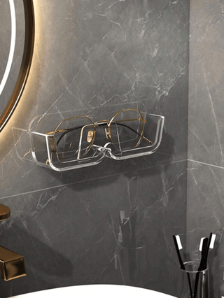 أثاث مكتبي حامل تخزين النظارات، ثابت على الحائط بدون ثقوب مضاد للضغط بجوار السرير لعرض النظارات الشمسية، منظم تخزين للحليات والسلع المتفرقة للغرفة والخزانة واللوحة التزيينية، رف حائطي لتنظيم النظارات الشمسية في الحمام (شفاف)