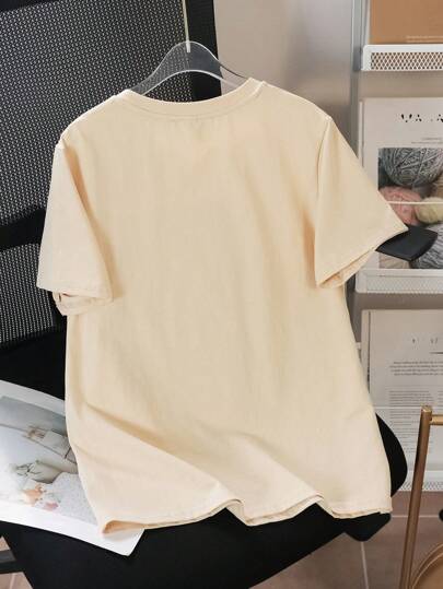 Teen Titans Go X SHEIN تي شيرت كم قصير رقبة دائرية مطبوع عليه أرقام وشخصيات كرتونية للأولاد المراهقين ،صيفي