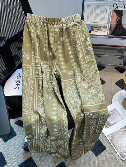 Franclia سروال نسائي طباعة زهور عصري بلون أخضر ، ربيع/صيف