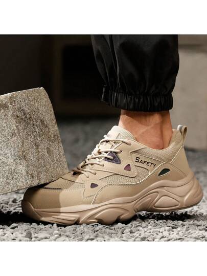 GUYISA كاجوال حذاء رياضي بنعل مقاوم للطعن والكسر, إصدار رياضي خفيف الوزن قابل للتنفس، موضة قصير القامة باللون الخاكي، مناسب لجميع الفصول (برجاء طلب مقاس أكبر بمقاس واحد)