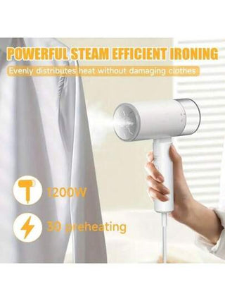 ESUPER بخاخ أقمشة ملابس محمول، بخاخ بخار للملابس 1200 وات، إزالة التجاعيد من الأقمشة، حجم صغير وقابل للنقل للسفر (أبيض)