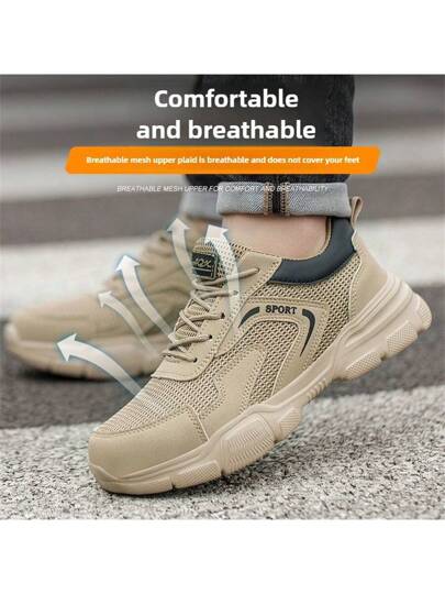 بوت سلامة صيفية تنفس بوت رياضية عمل وأحذية عمل لادرجال، من بوت إصبع حماية الصلب، غير قابل للتمزق، خفيفة الوزن