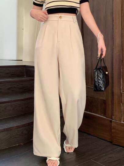 SHEIN بنطلون كاجوال أنيق للمراهقات مناسب للتنقل اليومي، لون خاكي فضفاض، متعدد الاستخدامات للعطلات والمهرجانات الموسيقية والنمط البوهيمي والمناسبات العطلات والنزهات الربيعية في الهواء الطلق والاستخدام اليومي