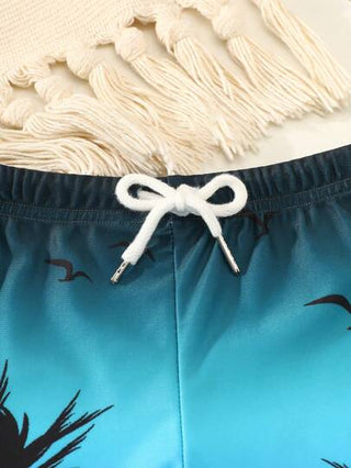 مايوه أولادي شورتات بحر موديل بوهيمي للأولاد، سريعة الجفاف، من أقمشة مرنة، خصر حبل للربط، مناسبة للاستخدام في المسبح وعطلات الصيف والتمتع بالتزلج على الأمواج