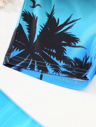 مايوه أولادي شورتات بحر موديل بوهيمي للأولاد، سريعة الجفاف، من أقمشة مرنة، خصر حبل للربط، مناسبة للاستخدام في المسبح وعطلات الصيف والتمتع بالتزلج على الأمواج