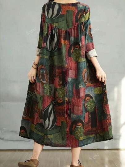 فستان كاجوال متوسط الطول للنساء، مناسب للصيف