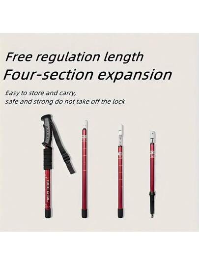 قطعة واحدة عصا تسلق قابلة للتعديل والطي - مصنوعة من سبيكة ألومنيوم ماصة للصدمات وذات مقبض مريح، مناسبة للتنزه والتخييم والمغامرات الخارجية