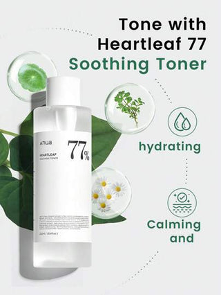 Anua منقي (توتر) مهدئ بنسبة 77٪ من HEARTLEAF سعة 250مل، منتج العناية اليومي العادي