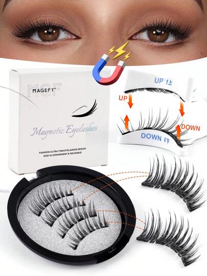 MAGEFY طقم رموش مغناطيسية زائفة بتقوس CC طبيعية، مع ملقط تطبيق احترافي، رموش 3D طبيعية خفيفة الوزن وقابلة لإعادة الاستخدام، تطيل وتكبر العينين بسهولة تامة دون استخدام صمغ