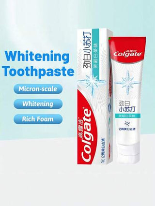 colgate معجون أسنان البيكربونات المبيض برائحة الياسمين - عبوة 3 حبات، مبيض للأسنان، لطيف وغير كاشط، رغوة غنية، منعش للأنفاس، عالي النقاء