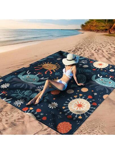 قطعة واحدة من "مشهد بحري خيالي ذو موجات ذكية ، بحر أزرق فاتح بأسلوب حر ، لوحة خيالية تحت الماء للدب الصغير ، وحش بحري زهري أنيق ، تصميم جرافيتي لطيف في أعماق البحر، خيار رائع للاسترخاء على الشاطئ" مصنوعة من مادة بولي إستر 100٪ ، مضادة للماء وسريعة...